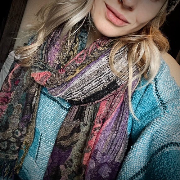 SALE: (set of 2) Urban Outfitters Striped Scarf + Floral Patchwork Scarf - Picture 7 of 13